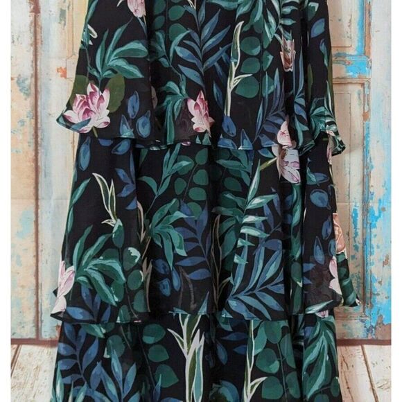 SLNY 9171315 Womens 8 Navy Multicolor Polyester Floral Sleeveless Round Neck Zip - Picture 5 of 10